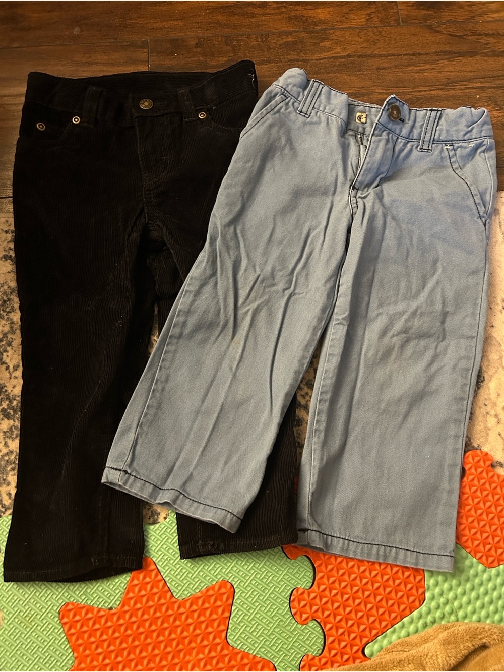 Gymboree Black Corduroy Pants & Light Blue Chambray Pants